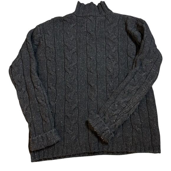 Vtg 90s American Eagle Brown Cable Knit Fisherman's Sweater XS Lambswool Donegal - Picture 1 of 6